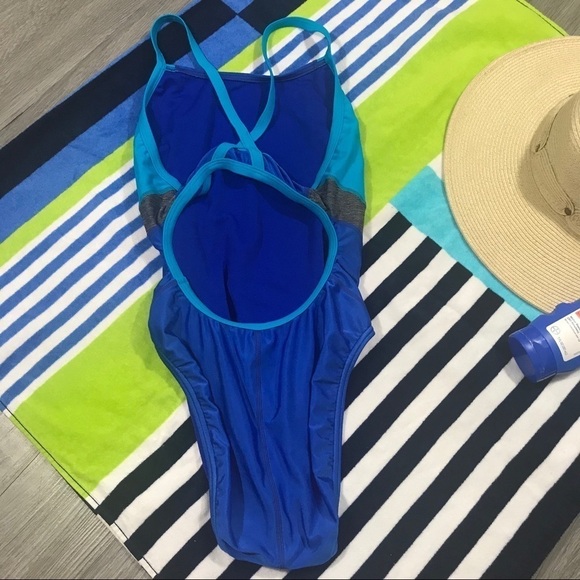 Speedo Blue One Piece Swimsuit Size 10/36 - Picture 3 of 7